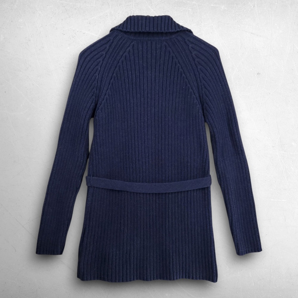 Eddie Bauer Ribbed Knit Belted Cardigan Sweater Women S Navy Preppy Gorpcore
